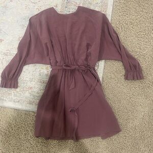 City Chic Dusty Rose Chiffon Belted Dress